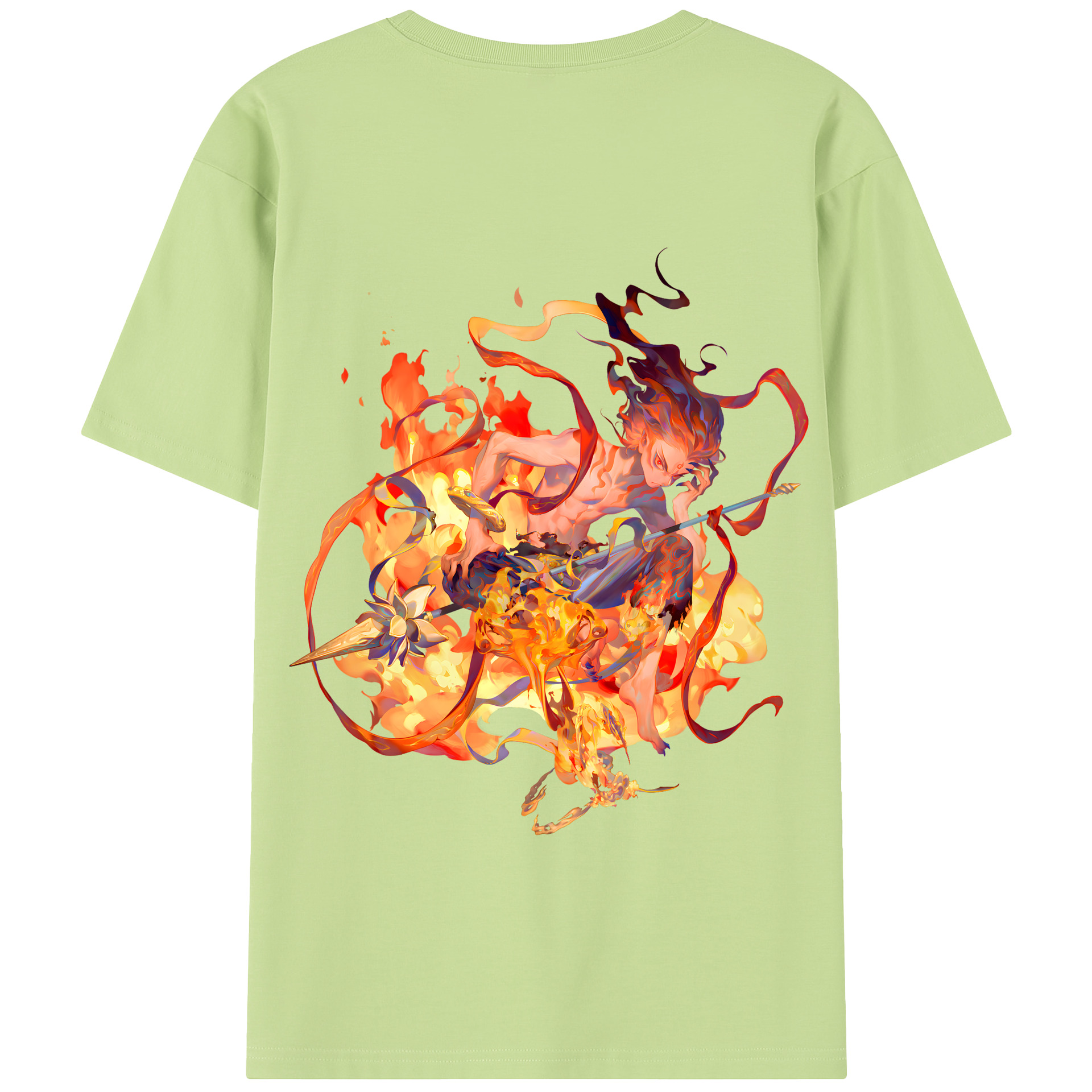 （画像用） Ne Zha 2 ナタ 魔童の大暴れ 綿100％半袖Tシャツ（背面プリント）